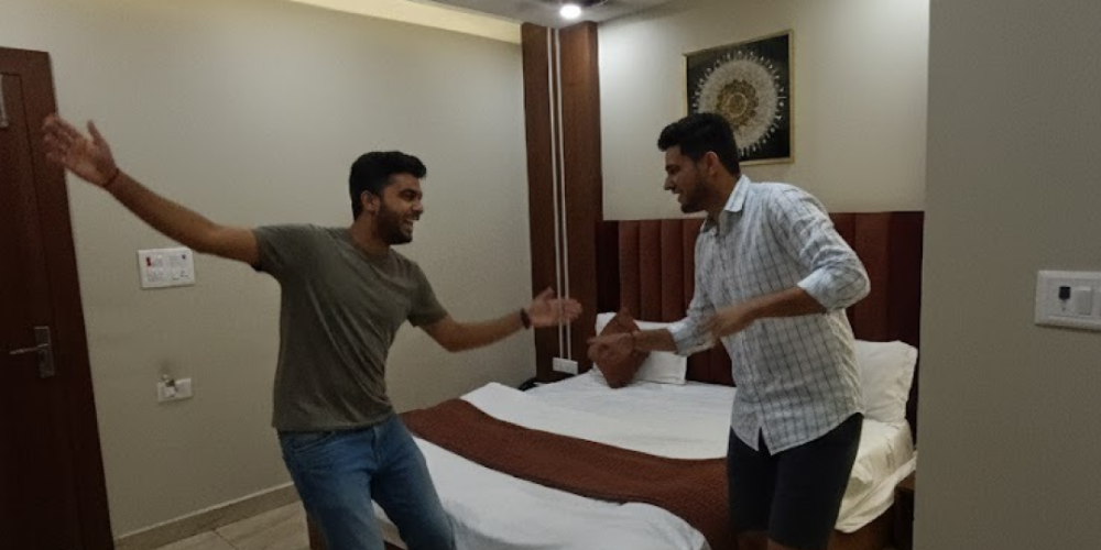 Standard hotel room featuring double bed, modern design and comfortable stay ambience